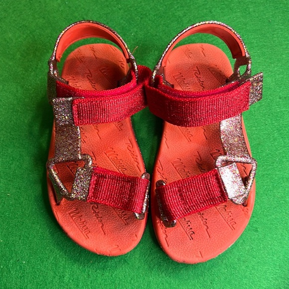 MINI MELISSA & RIDER PAPETE RED-CLEAR GLITTER PINK SANDAL SZ 12 - Picture 1 of 10